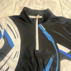 ACEGOLFS Womens Golf Shirt Long Sleeve 1/4 Zip Black w Abstract Print Sz L Quick